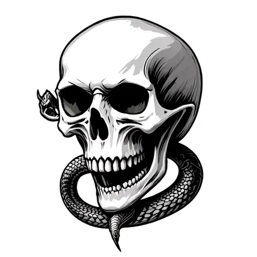Harry potter Death eater skull and snakes going tattoo design idea