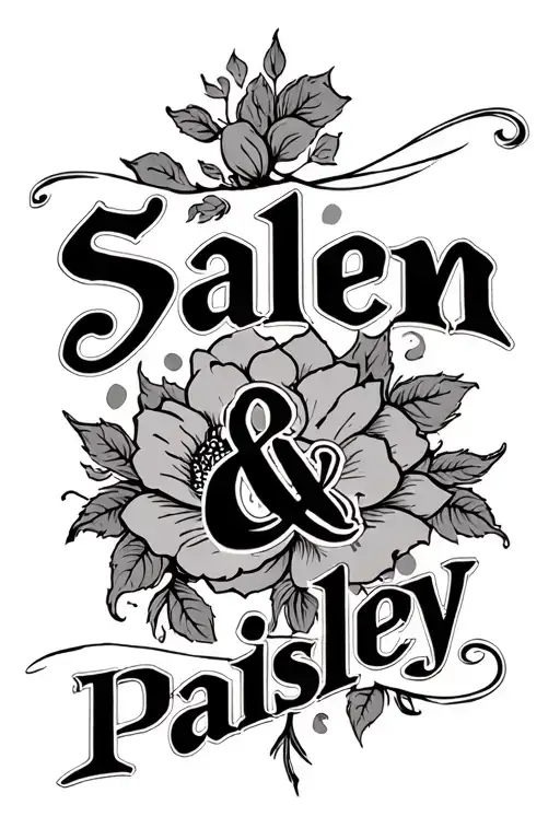 "Salem & Paisley" "Salem & Paisley" names incorporated into the design tattoo design idea