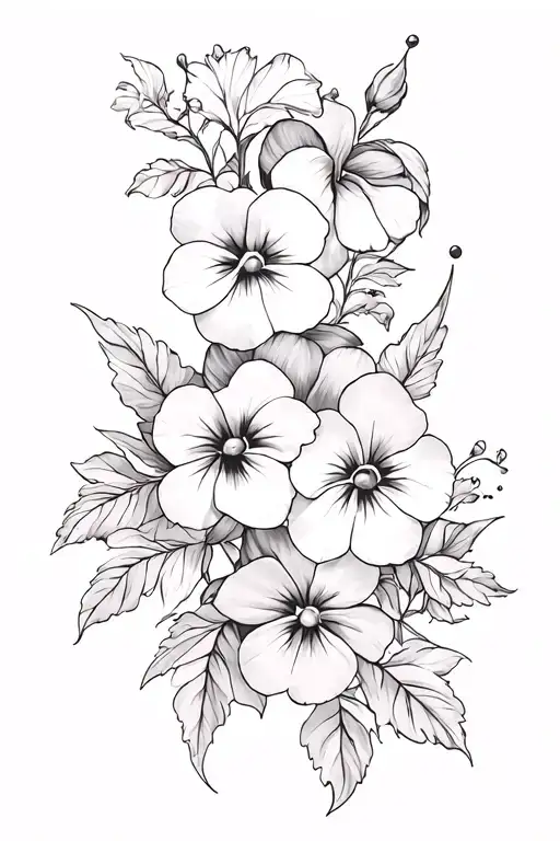 crown and pansies surrounding tattoo design idea
