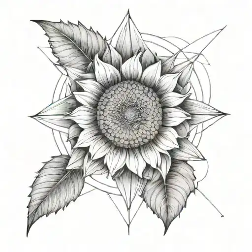 Sunflower, fibonacci sequence, flower of life tattoo design idea