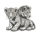lion two cubs playing tattoo design idea