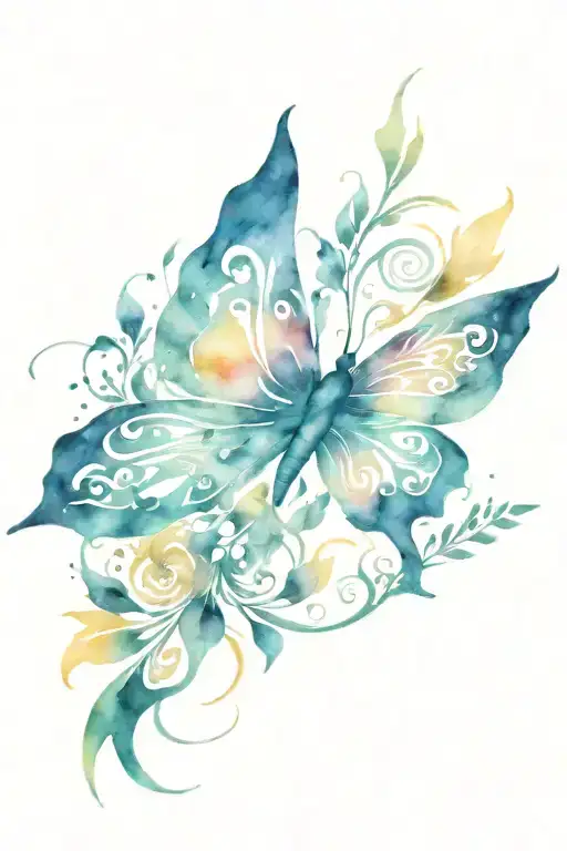 butterfly phoenix flying tattoo design idea