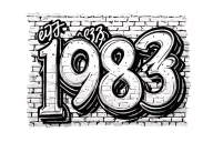 est. 1983 bubble letters on a brick wall tattoo design idea