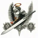 sword with angel wings Micheal The Archangel tattoo design idea