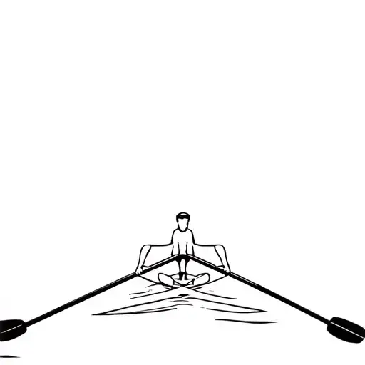 single scull rowing skiff with riggers and oars tattoo design idea