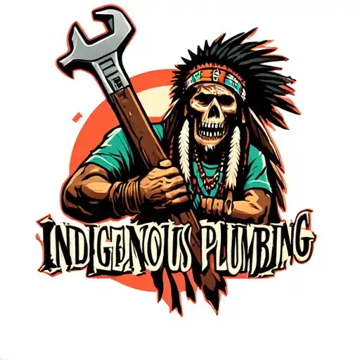 "Indigenous Plumbing " gangsta Native American holding wrench tattoo design idea