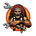 "Indigenous Plumbing " gangsta Native American holding wrench tattoo design idea