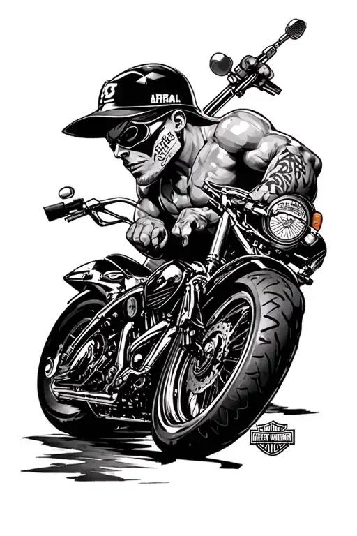 harley davidson & martial arts sleeve tattoo tattoo design idea
