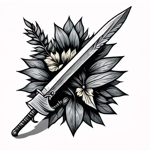 tobacco knife and spear tattoo design idea