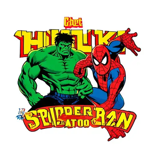 hulk and spiderman logo tattoo design idea