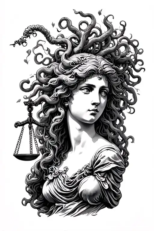 Lady Justice medusa tattoo design idea