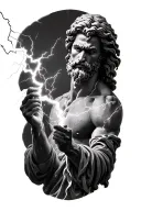 Zeus holding a lightning bolt tattoo design idea