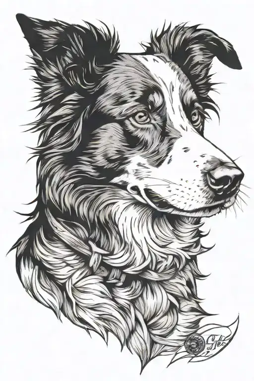 border collie floppy ears herding portrait tattoo tattoo design idea