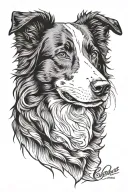 border collie floppy ears herding portrait tattoo tattoo design idea