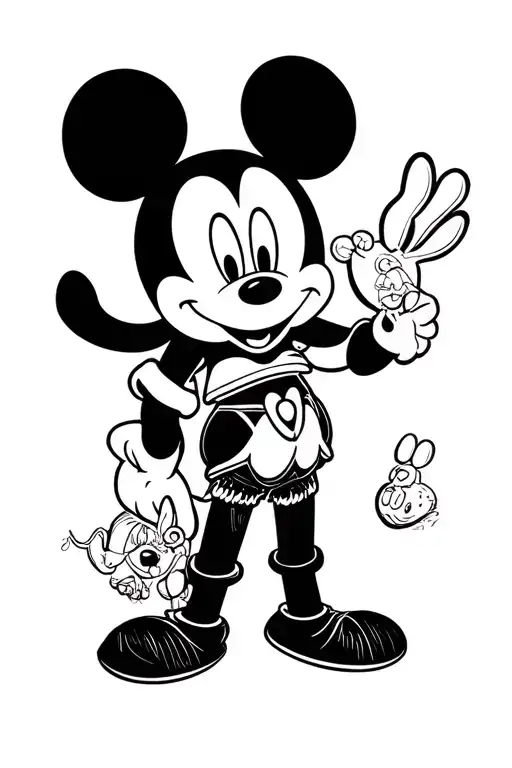 90's disney cartoon characters incorporated tattoo design idea