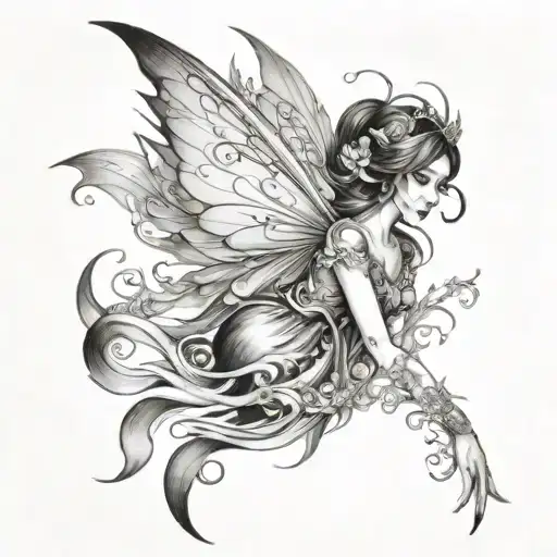 fairy wispy smoke tattoo design idea
