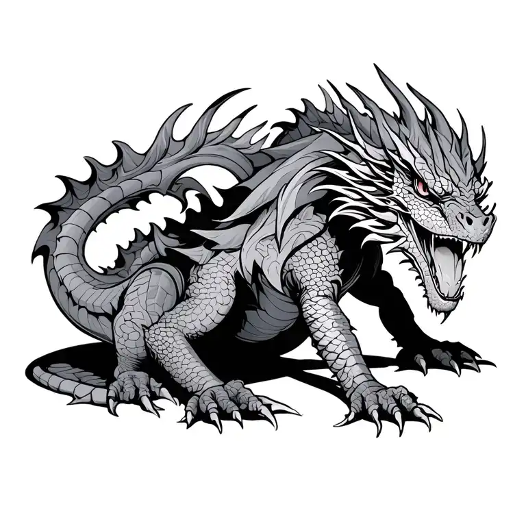 dragon crawling out tattoo design idea
