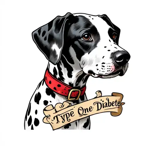 type one diabetes tattoo with Dalmatian dog tattoo design idea