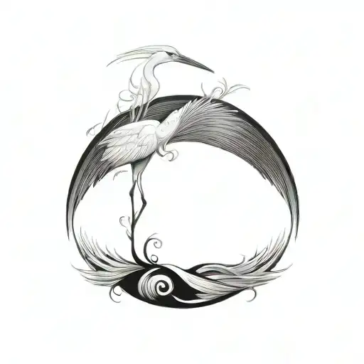 cover up egret tattoo design idea