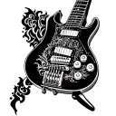 black vertical electric guitar tattoo design idea