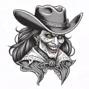 cowboy vampire teeth female tattoo design idea
