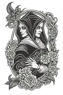 Spooky evil nun tattoo design idea