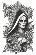 Spooky evil nun tattoo design idea