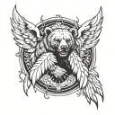 Bear Claw with angel wings flying tattoo design idea