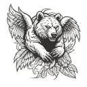 Bear Claw with angel wings flying tattoo design idea