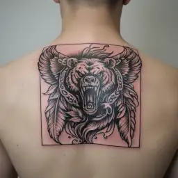 Bear Claw with angel wings flying tattoo design idea