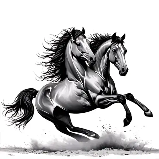 wild horses running tattoo design idea