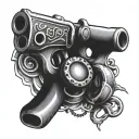 Gun and Brass Knuckles tattoo design idea