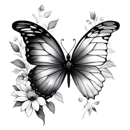 half flower half butterfly timeline tattoo design idea