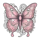 pink butterfly containing white lung cancer ribbon in center tattoo design idea