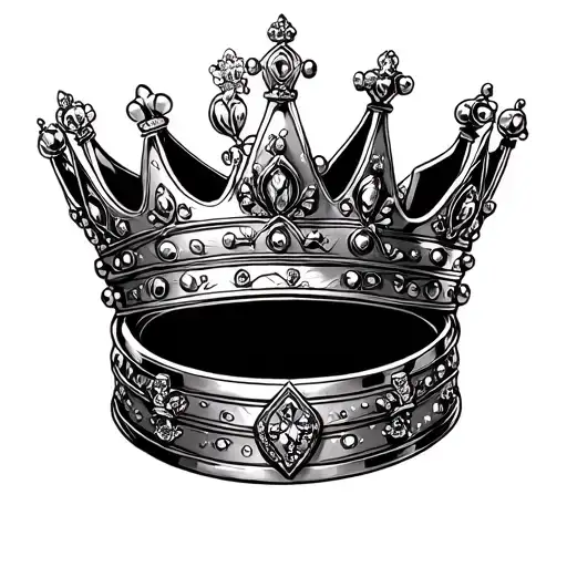princess tiara with kings crown behind it from top right tattoo design idea