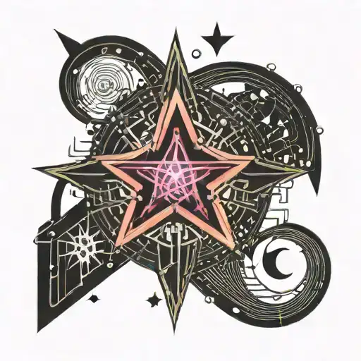 star and music notes tattoo design idea