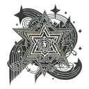 star and music notes tattoo design idea