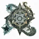 star and music notes tattoo design idea