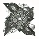 star and music notes tattoo design idea