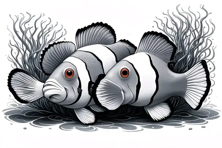 2 clownfish tattoo design idea