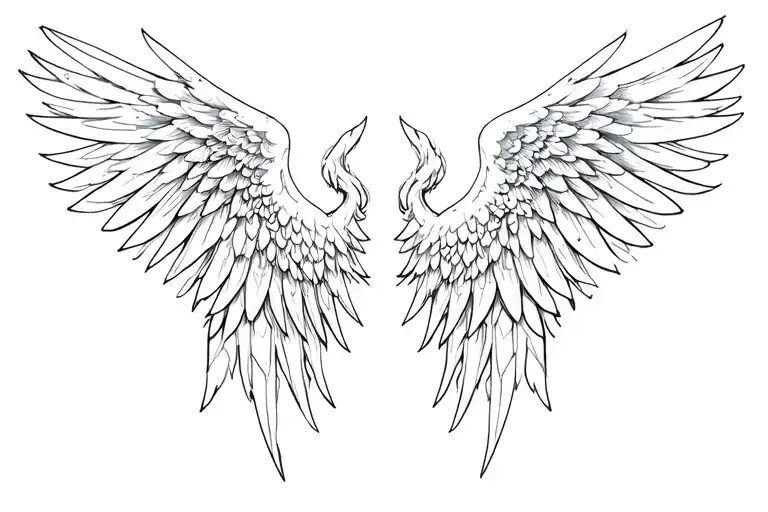 Angel wings in a cyber anime style tattoo design tattoo design idea