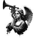 small traditional themed tattoo of angel blowing trumpet tattoo design idea