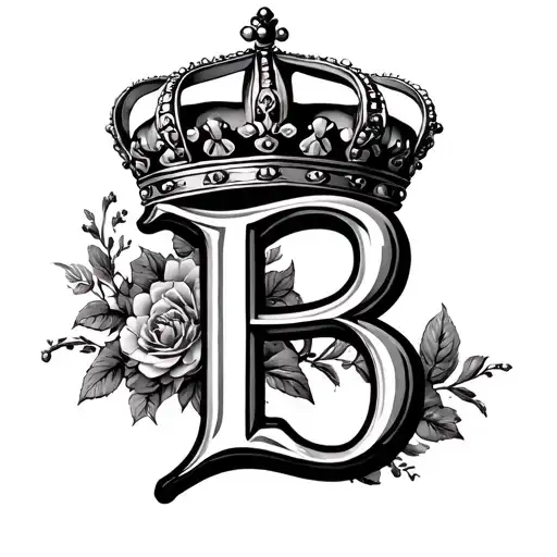 Letter B with a Queen crown tattoo design idea