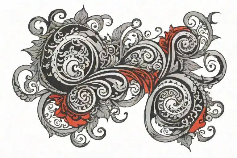 swirly tramp stamp tattoo red tattoo design idea