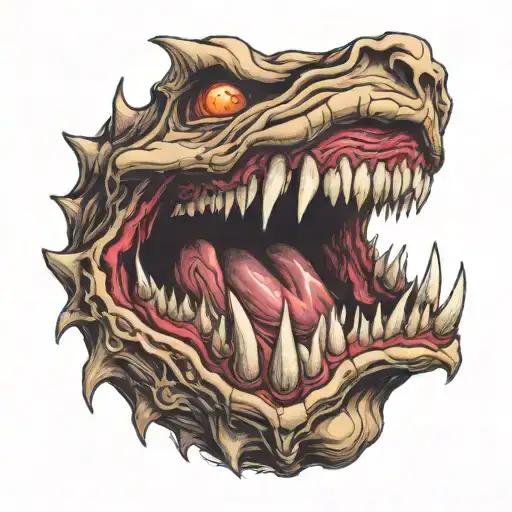 Sketch of a monster's mouth with sharp teeth tattoo design idea
