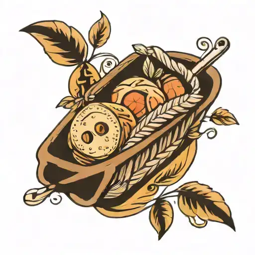 bread basket in warm colors tattoo design idea