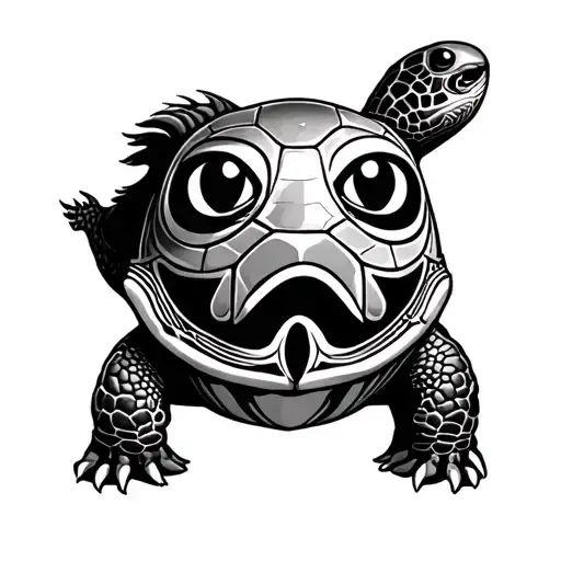 turtle and daruma tattoo design idea