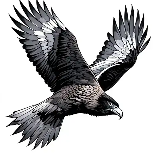 Buzzard flying bird tattoo design idea