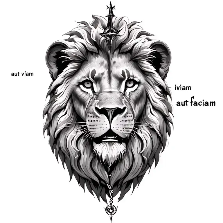 "aut viam inveniam aut faciam" "or find a way or" + lion compass tattoo design idea