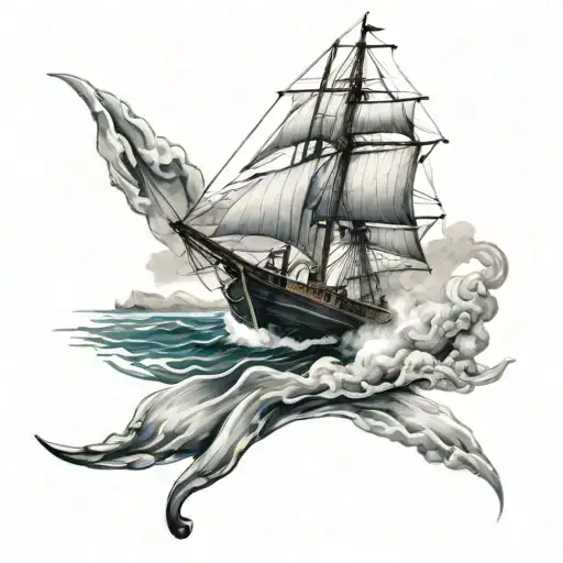 sailing boat sailing tattoo design idea